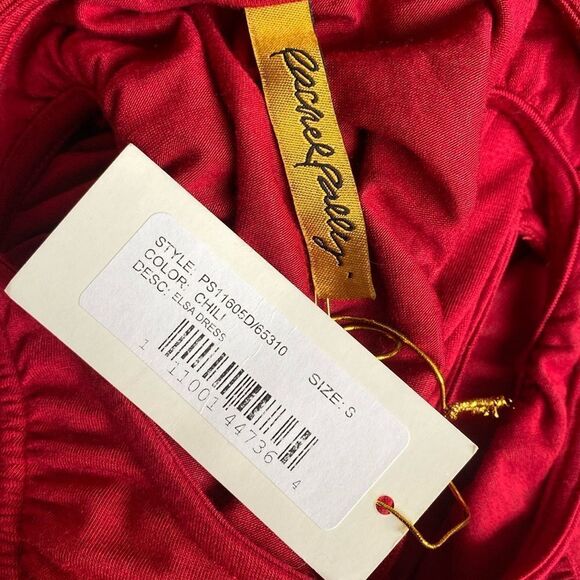 Rachel Pally Red High Neck Racerback Sleeveless Dress w Ruching on Sides - Picture 7 of 8